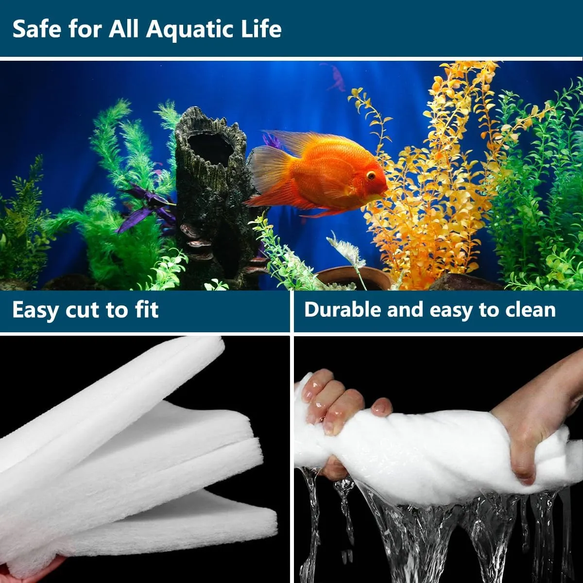 White Koi Pond Filter Pad Fine Bulk Roll- Cut to Fit - Durable Fish Pond Filter Media - Water Garden Aquariums Filter Material - 118" (9.8 ft) x 8" x 3/5" - 4/5" Thickness - 1 Pack