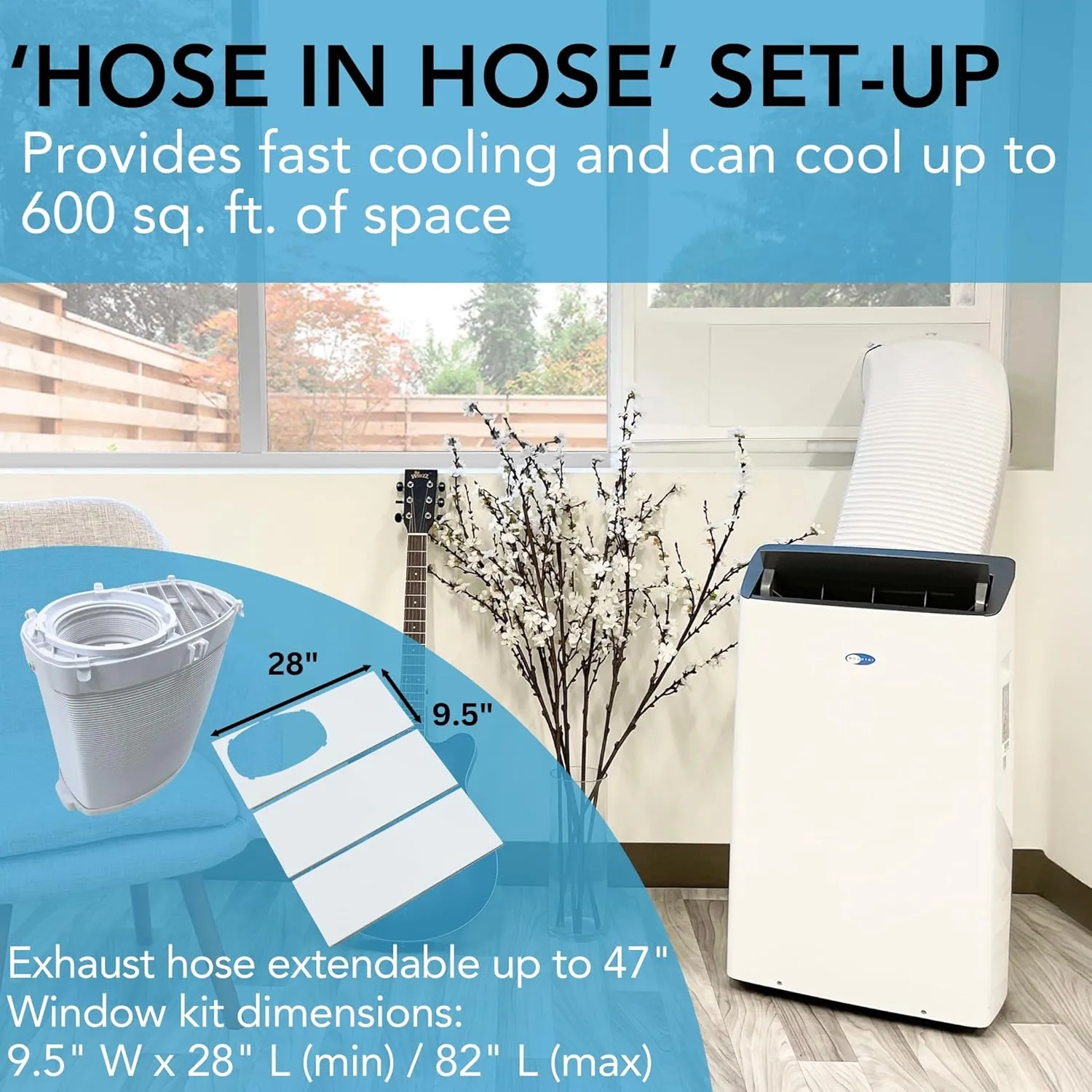 Whynter Inverter Portable Air Conditioner 14,000 BTU Heater with Dual Hose, Dehumidifier, Cooling Fan & Smart Wi-Fi for 600 Sq Ft Rooms, NEX ARC-1230WNH (12,000 SACC), White