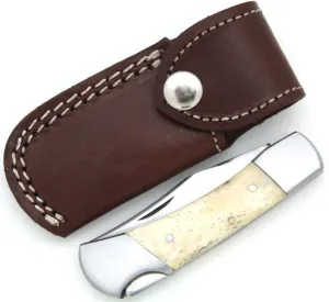 Wild Turkey Handmade Collection Folding Knife w/Leather Sheath Hunting Razor Sharp Blade