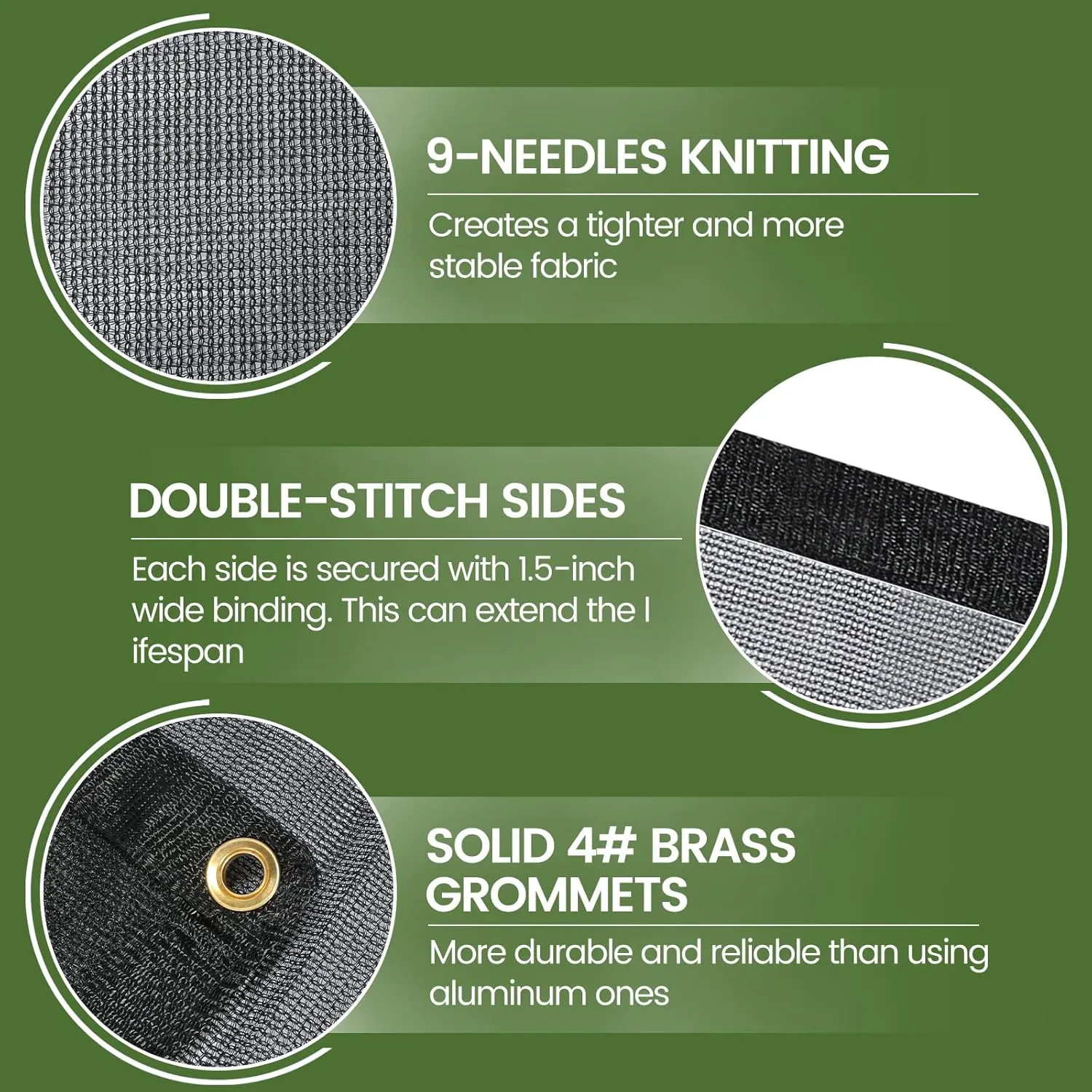 [WindscreenSupplyCo] 60-70% 8 FT X 10 FT Mesh Tarp/Shade Cloth 9-Needle Knitted Heavy Duty Black with Grommets for Green House, Garden, pergola, Pools, Dump Truck - MT0810BLKX1