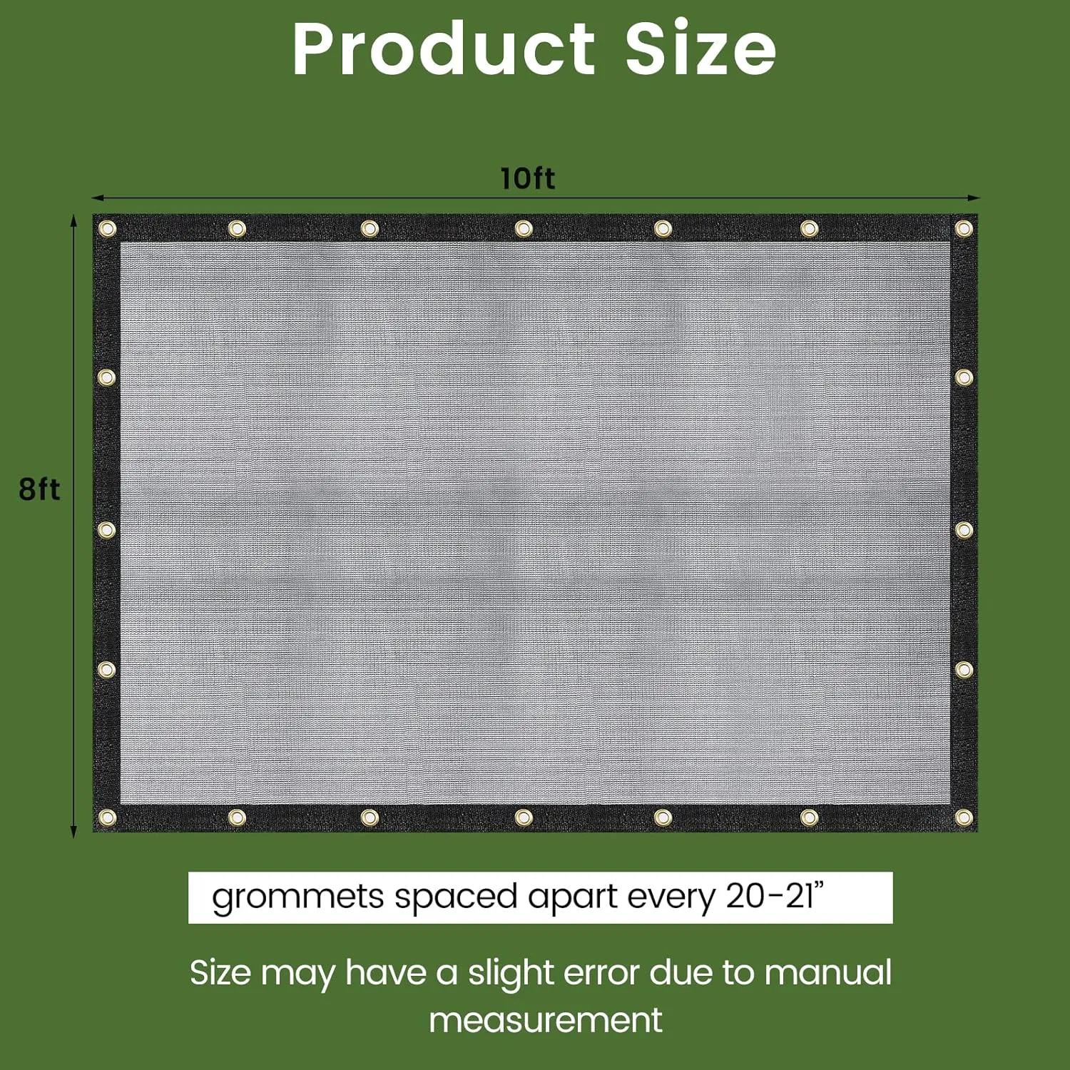 [WindscreenSupplyCo] 60-70% 8 FT X 10 FT Mesh Tarp/Shade Cloth 9-Needle Knitted Heavy Duty Black with Grommets for Green House, Garden, pergola, Pools, Dump Truck - MT0810BLKX1