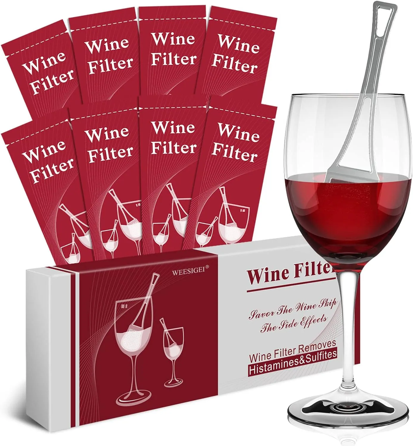 Wine Wand Sulfite Purifier: Wine Filters Remover Histamines Sulfite - Reduce Headaches Alleviate & Sensitivities（pack of 8）