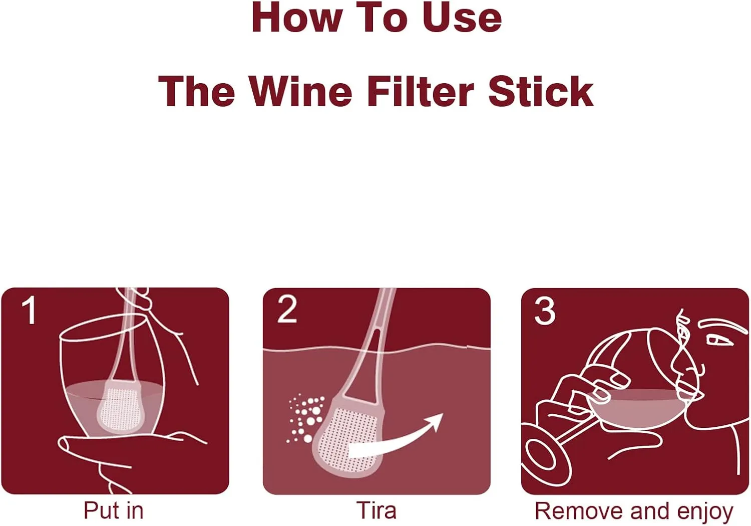 Wine Wand Sulfite Purifier: Wine Filters Remover Histamines Sulfite - Reduce Headaches Alleviate & Sensitivities（pack of 8）