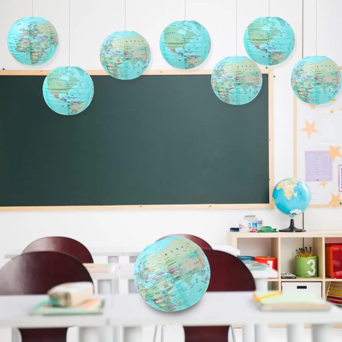 World Globe Paper Lanterns Party Decorations Around The World Earth Day Travel Themed Party Back to School Decorations World Map for Classroom Pack of 10