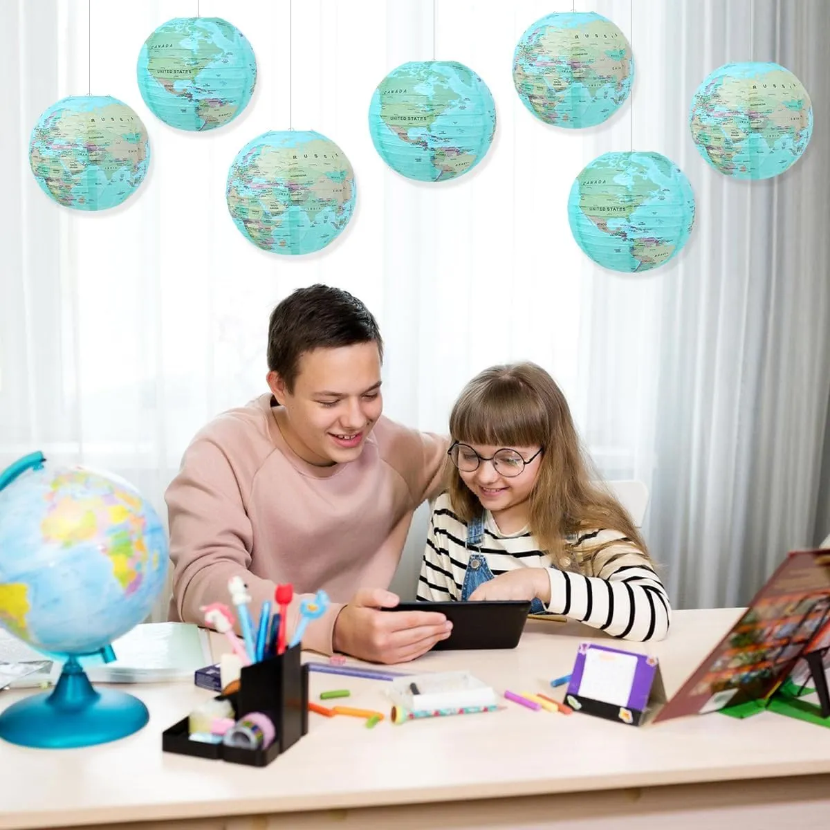 World Globe Paper Lanterns Party Decorations Around The World Earth Day Travel Themed Party Back to School Decorations World Map for Classroom Pack of 10