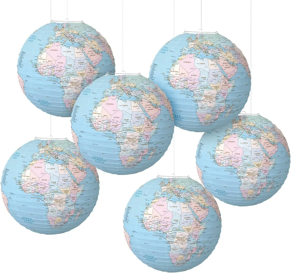 World Map Globes Hanging Paper Lantern Map Classroom Decorations Travel Themed Party Decorations 12 INCH Earth Day Decorations for Home Earth Theme Party Decor Supplies