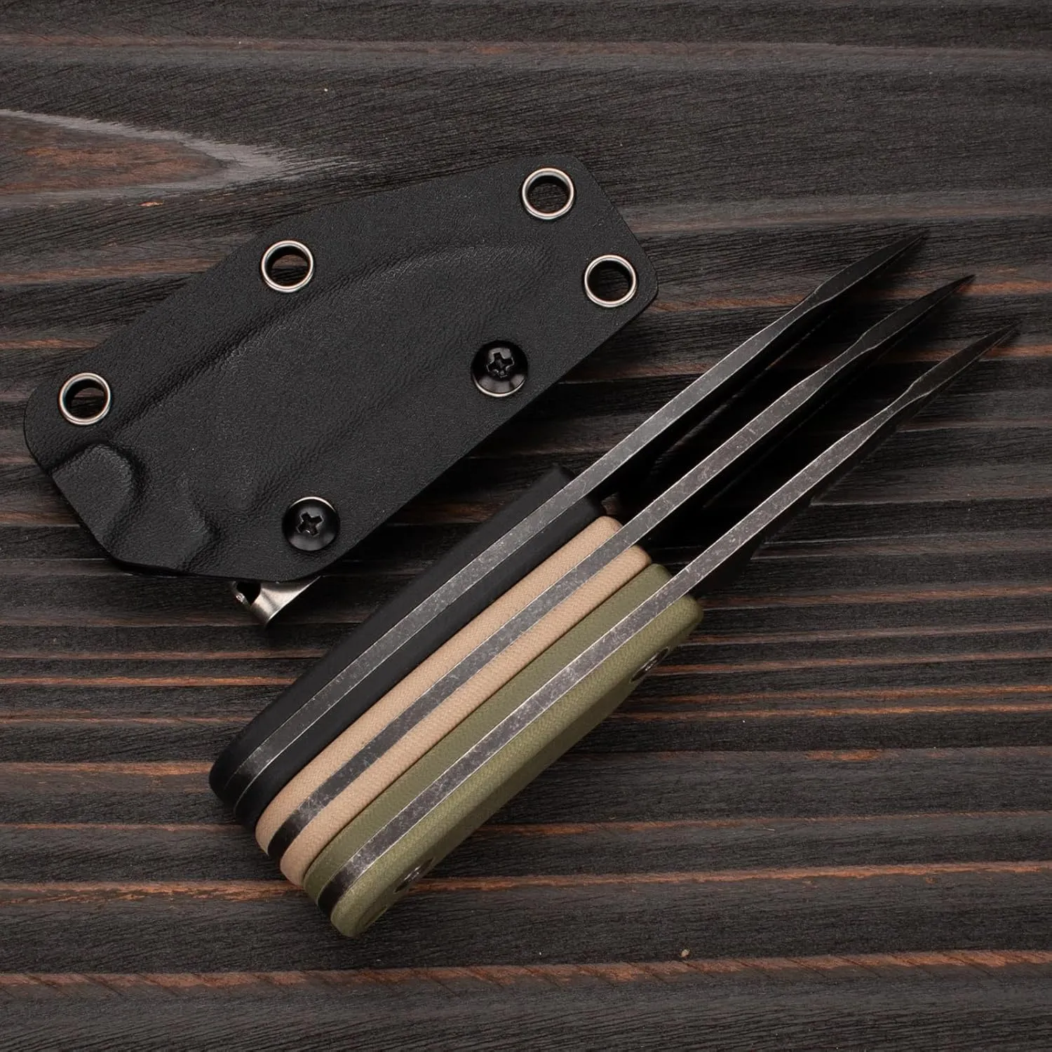 X-YTT 5.79" Neck Knife with Sheath, D2 Steel Sheepsfoot-Point Blade, Full Tang Fixed Blade Knife with Khaki G10 Handle, Lightweight, Kydex Sheath with Belt Clip, Camping, Hiking, Outdoor