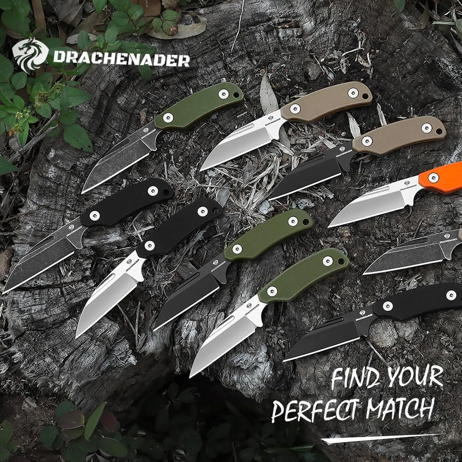 X-YTT 5.79" Neck Knife with Sheath, D2 Steel Sheepsfoot-Point Blade, Full Tang Fixed Blade Knife with Khaki G10 Handle, Lightweight, Kydex Sheath with Belt Clip, Camping, Hiking, Outdoor