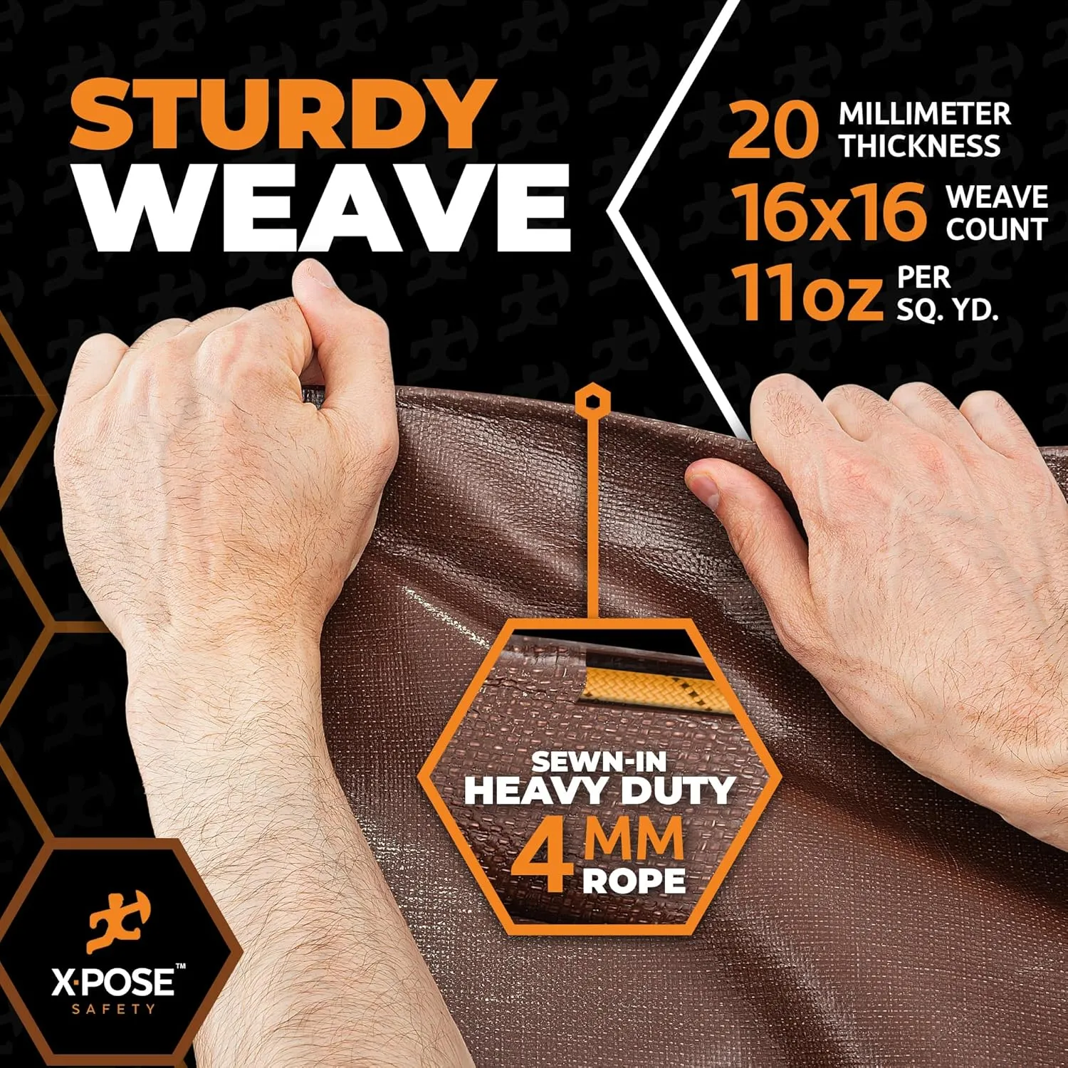 xpose safety 6' x 20' Brown/White Ultra Heavy Duty Tarp - 20 Mil Tarps Heavy Duty Waterproof - Large Outdoor Tarp,Waterproof Tarp Cover for Rain Camping,Tent Tarp,UV Protection,Reinforced Corners