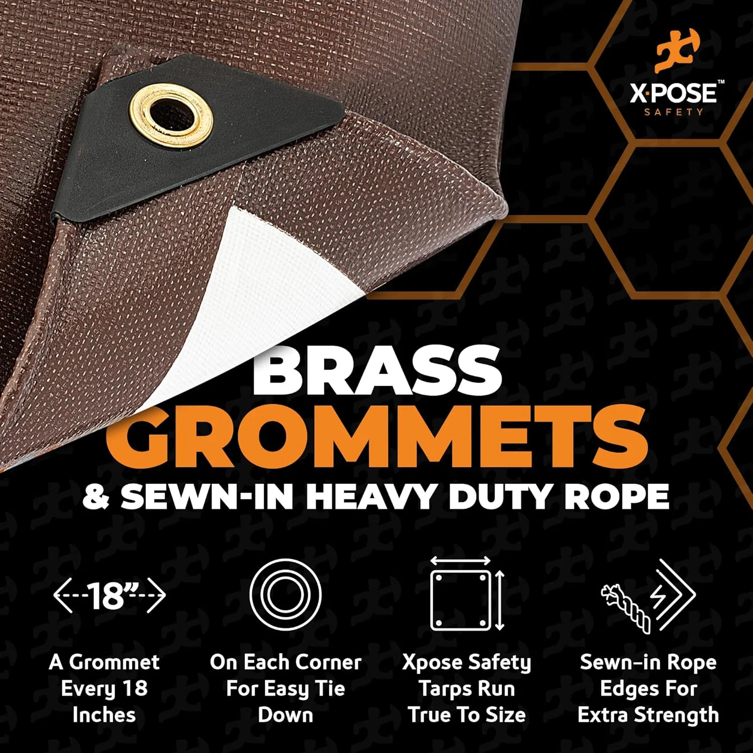 xpose safety 6' x 20' Brown/White Ultra Heavy Duty Tarp - 20 Mil Tarps Heavy Duty Waterproof - Large Outdoor Tarp,Waterproof Tarp Cover for Rain Camping,Tent Tarp,UV Protection,Reinforced Corners
