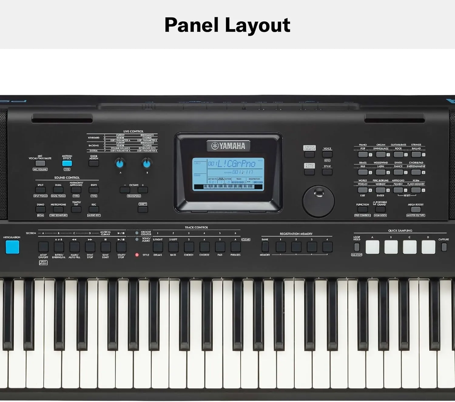 YAMAHA, 61-Key Touch-Sensitive Advanced Portable Keyboard with Power Adapter, (PSRE473)