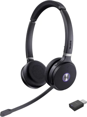 Yealink WH62 Portable Wireless Headset with Dongle Computer Headset with Microphone (for Teams Optimized, WH62 with Dongle)