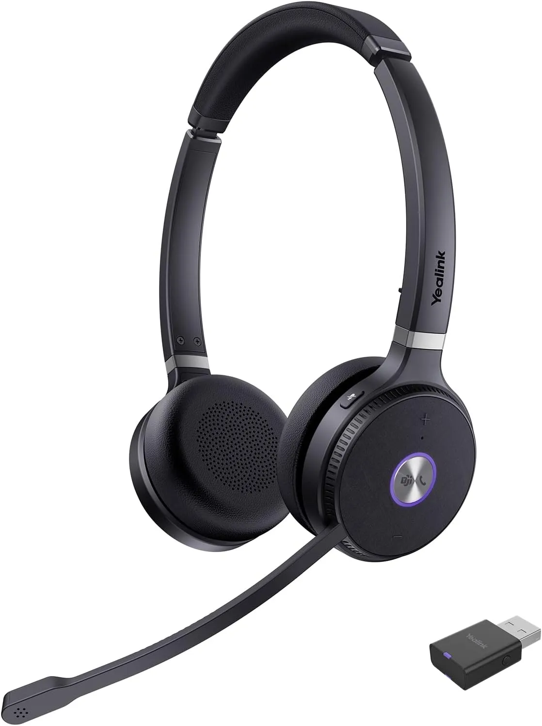 Yealink WH62 Portable Wireless Headset with Dongle Computer Headset with Microphone (for Teams Optimized, WH62 with Dongle)