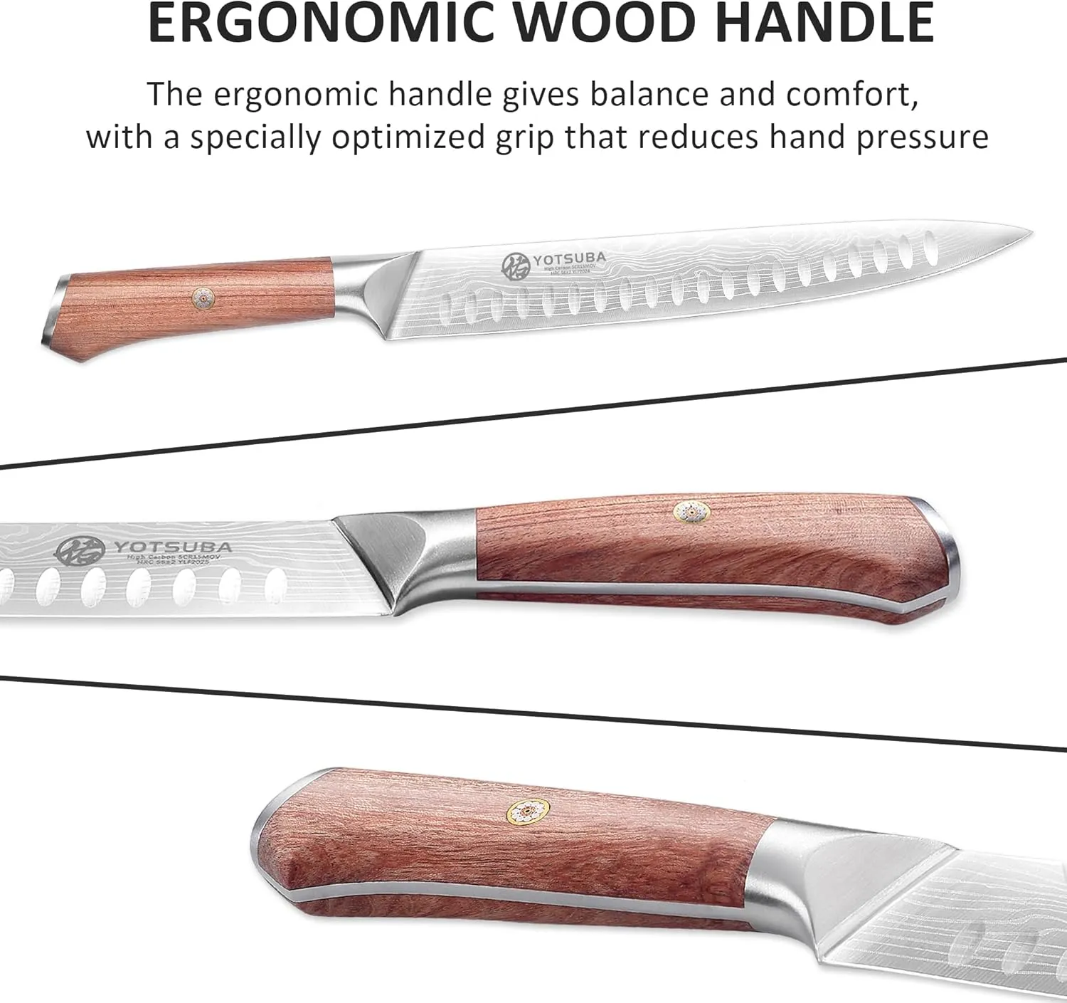 YOTSUBA Carving Knife for Meat, 10" Slicing Knife, High Carbon Steel Brisket Knives with Ergonomic Handle, Butcher Breaking Knives for Chopping Vegetable and Cooking
