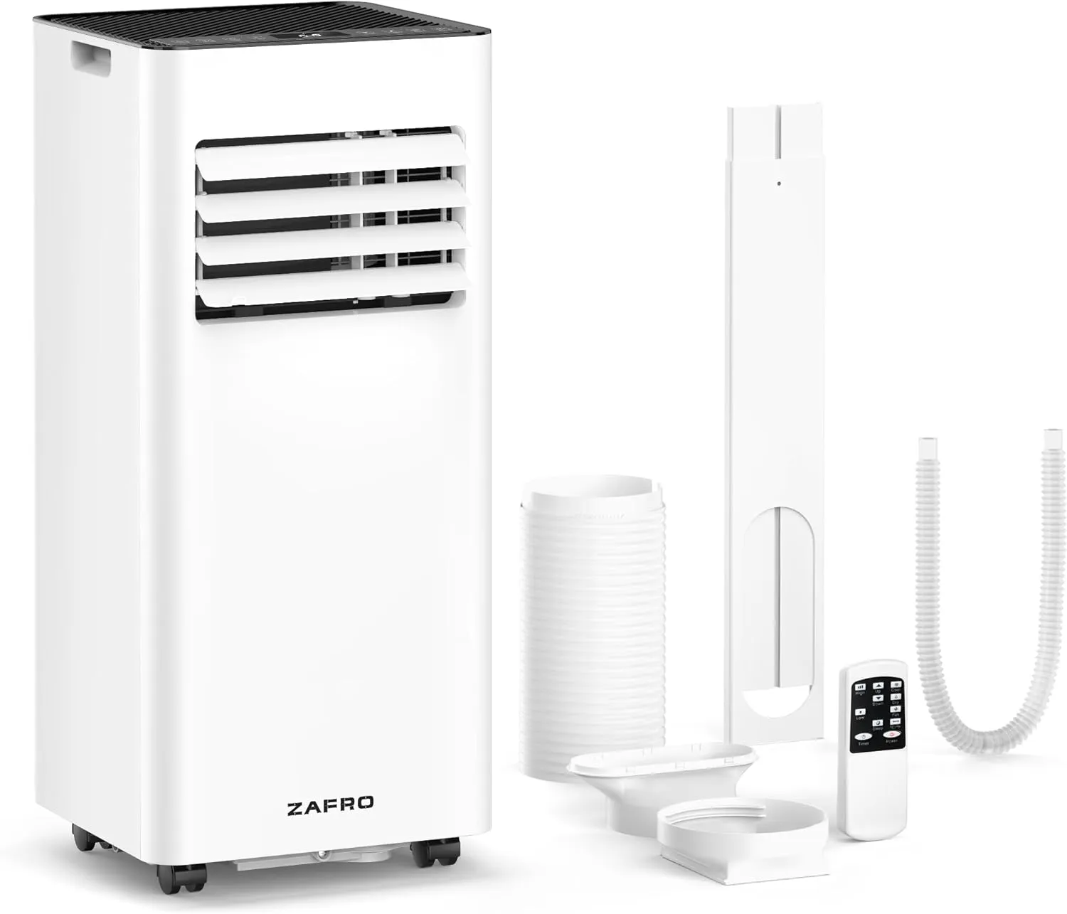ZAFRO 10,000 BTU Portable Air Conditioners, 4 Modes Portable AC Unit with Fast Cooling/Self-Evaporation System/Remote/24Hrs Timer for Bedroom/Dorms/Indoor Rooms, White