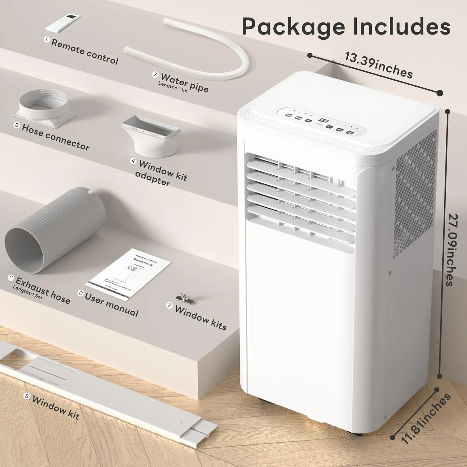 ZAFRO 10000 BTU Portable Air Conditioners for Room up 450 Sq. Ft Portable Ac Quiet Unit with Cooling, Dehumidifier, Fan, Sleep Mode,Remote Control