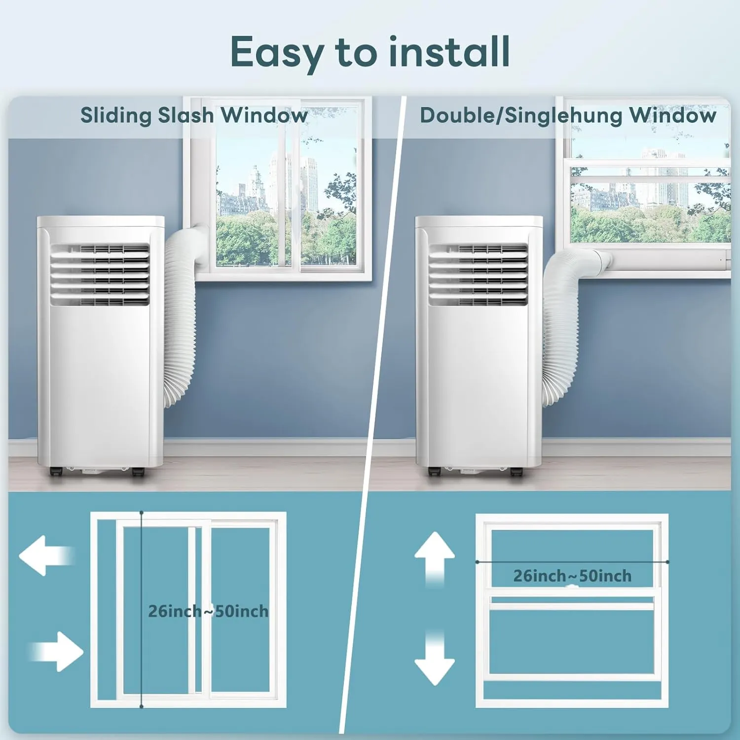 ZAFRO 10000 BTU Portable Air Conditioners for Room up 450 Sq. Ft Portable Ac Quiet Unit with Cooling, Dehumidifier, Fan, Sleep Mode,Remote Control