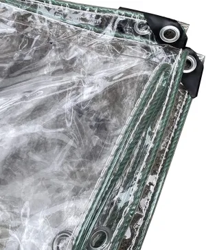 ZHANGQINGXIU Heavy Duty Tarpaulin Waterproof Tarp Sheet, Outdoor Transparent Partition with Eyelets, for Rainproof Windproof PVC Balcony Cover (400gsm), Customizable (Color : Clear, Size : 1x1.5m)